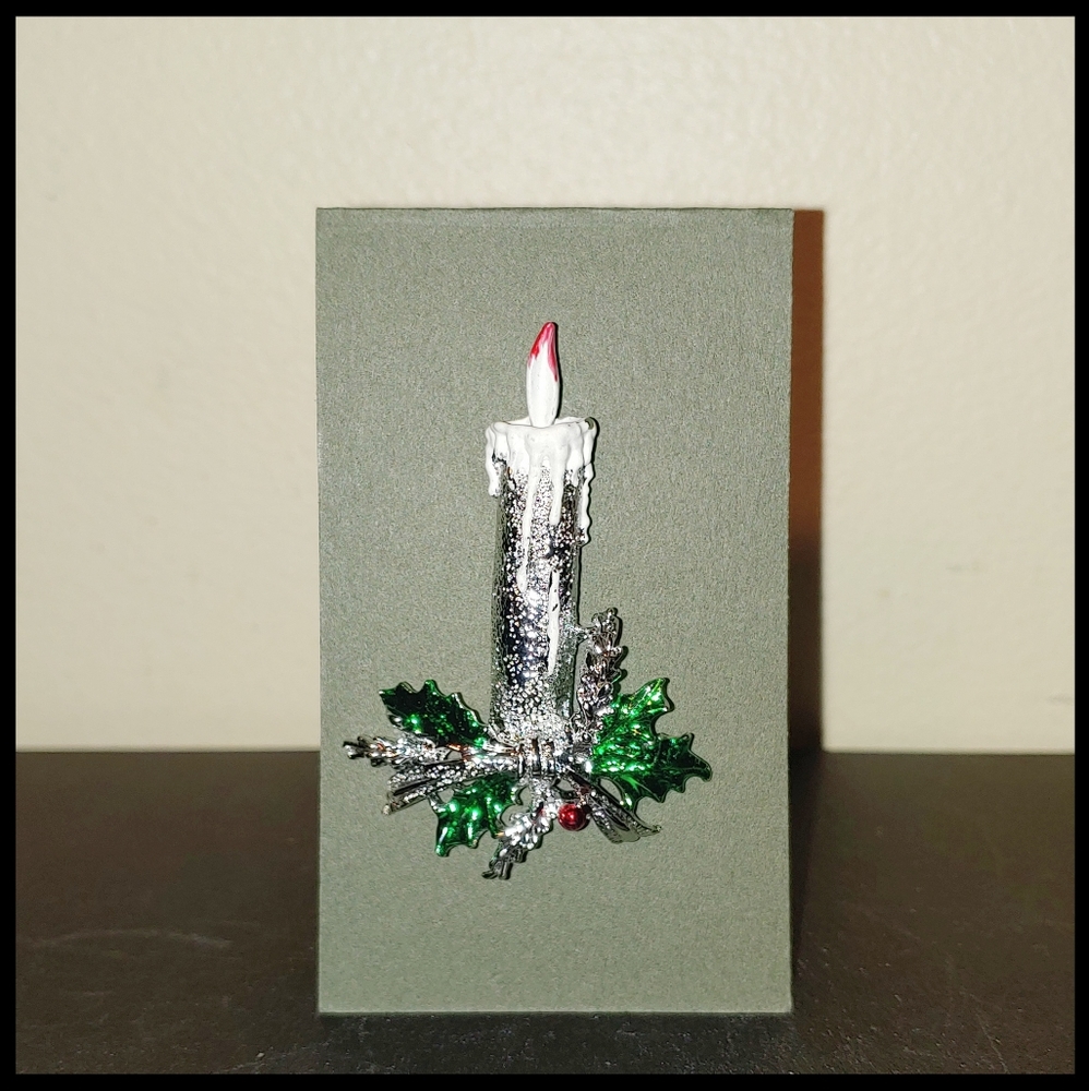 Vintage signed Gerry's Christmas Candle Brooch